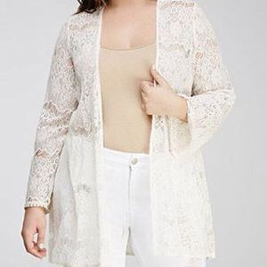 Forever 21 floral white lace kimono